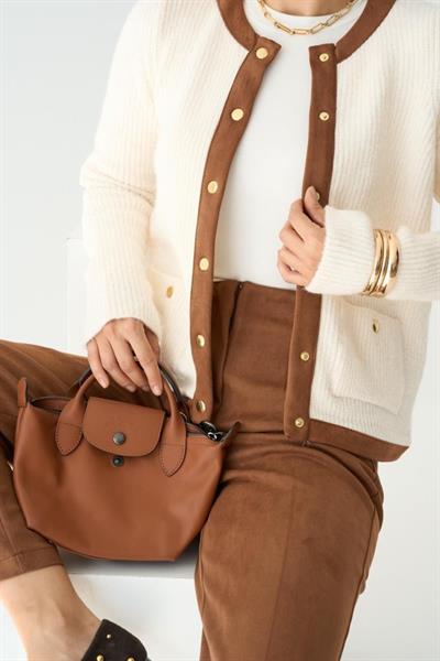 Süetli Hırka - Krem