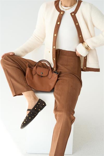 Süetli Hırka - Krem