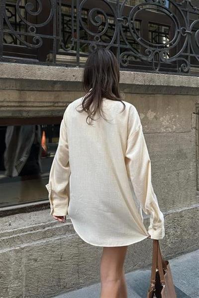 Sunshine Taş Detaylı Keten Gömlek 3393-08