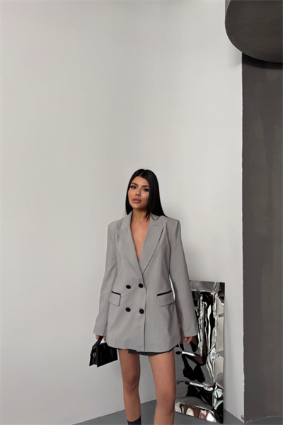 TASARIM CEKET KAPLAMA DÜĞMELİ - Gri