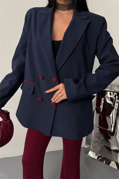 TASARIM CEKET KAPLAMA DÜĞMELİ - Lacivert