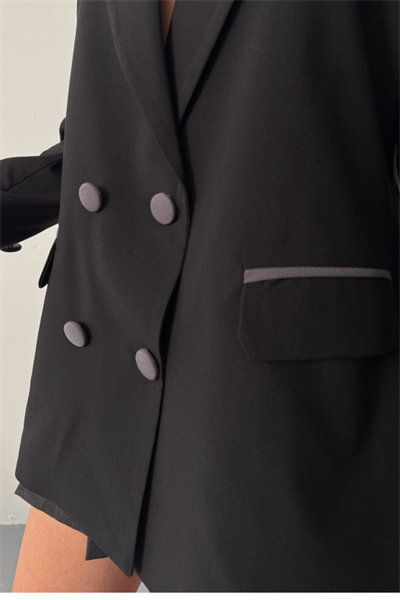 TASARIM CEKET KAPLAMA DÜĞMELİ - Siyah