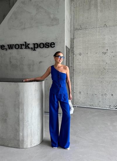 TEK KOL YELEK - PANTOLON TAKIM ATLAS - Mavi