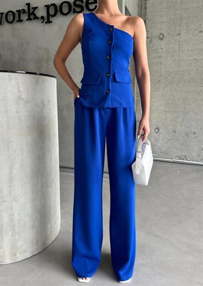 TEK KOL YELEK - PANTOLON TAKIM ATLAS - Mavi