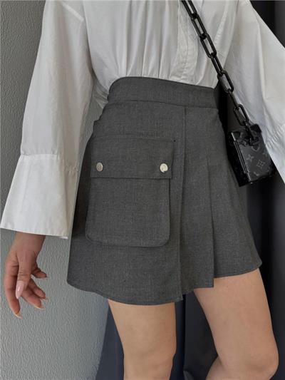 TENİS ETEK BÜYÜK CEP DETAYLI - Antrasit