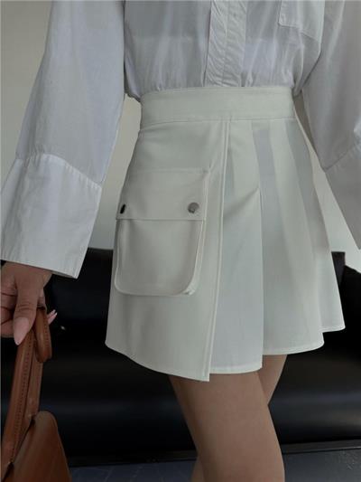 TENİS ETEK BÜYÜK CEP DETAYLI - Beyaz