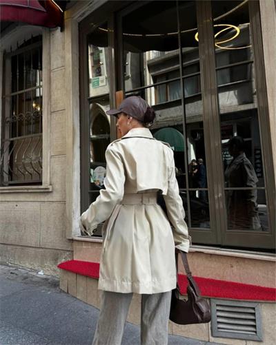 TRENCH KISA ŞANEL BOY - Ekru