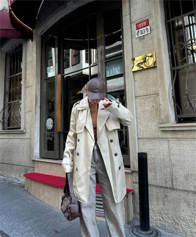 TRENCH KISA ŞANEL BOY - Ekru