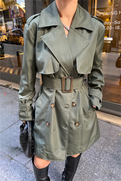 TRENCH KISA ŞANEL BOY - Haki