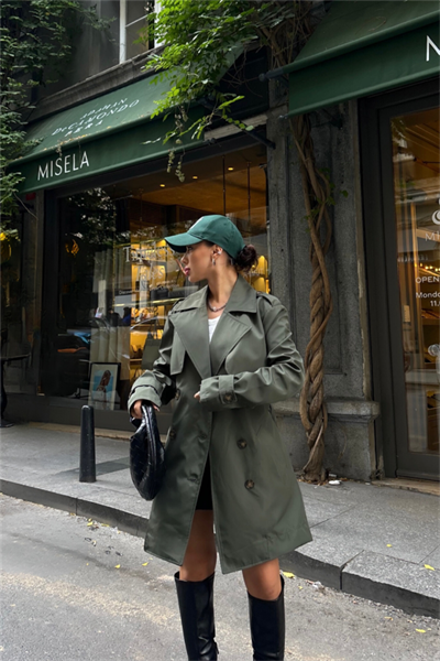 TRENCH KISA ŞANEL BOY - Haki