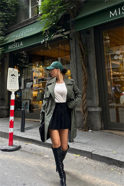 TRENCH KISA ŞANEL BOY - Haki