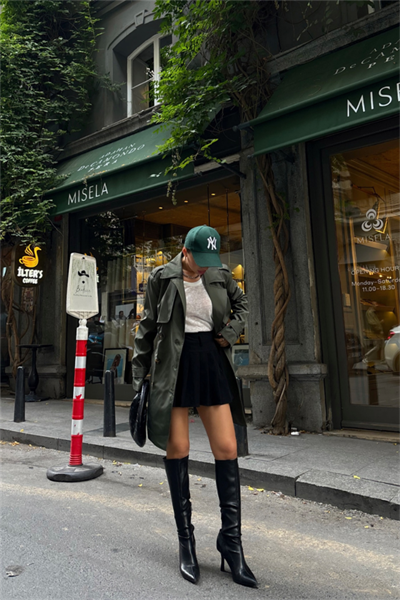 TRENCH KISA ŞANEL BOY - Haki