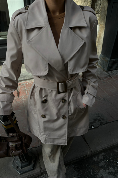 TRENCH KISA ŞANEL BOY - Taş