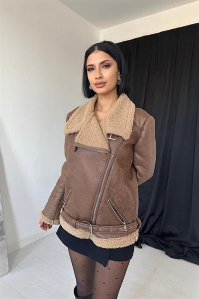 Taba Apoletli Kürklü Ceket