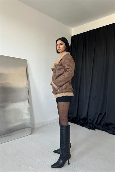 Taba Apoletli Kürklü Ceket