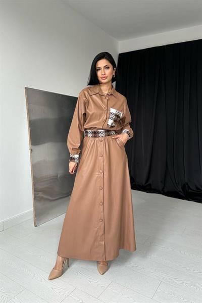 Taba Garnili Etekli Deri Takım