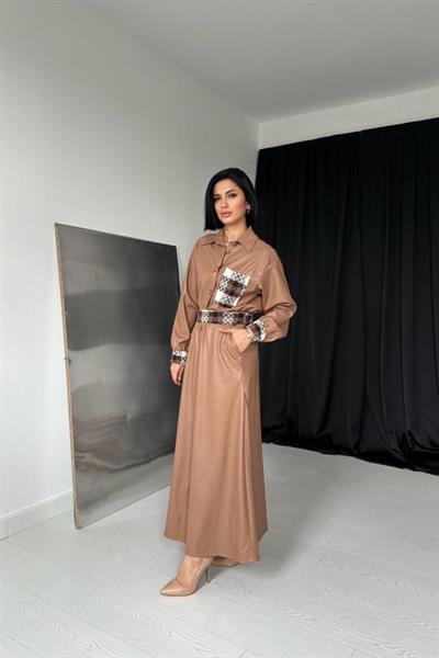 Taba Garnili Etekli Deri Takım