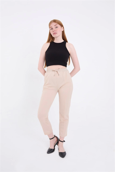 Tam Kalıp Basic Eşofman Pantolon - Bej