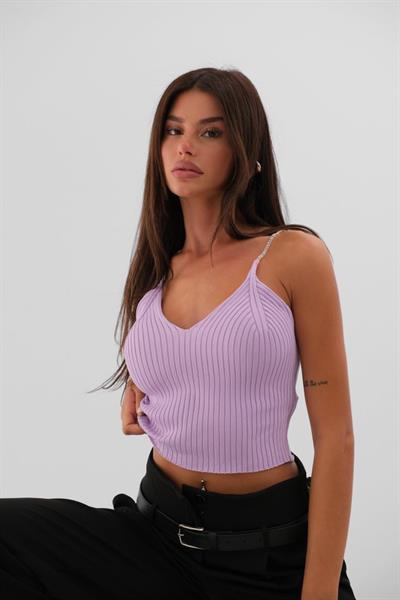 Taş Askılı Triko Bluz