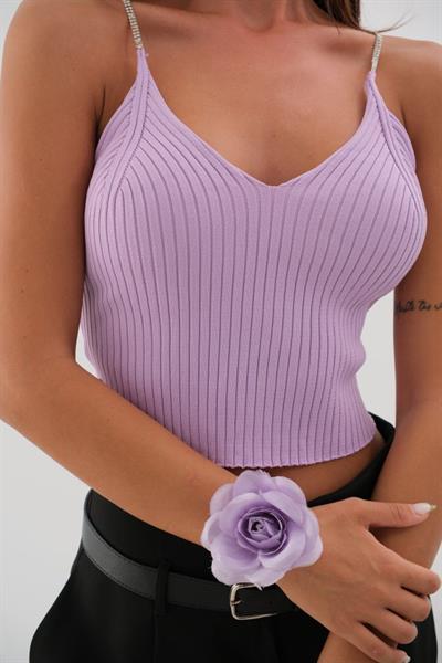 Taş Askılı Triko Bluz