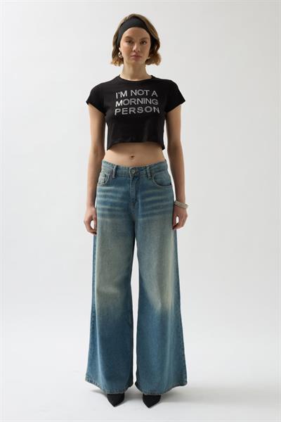 Taş Detay Crop T-Shirt