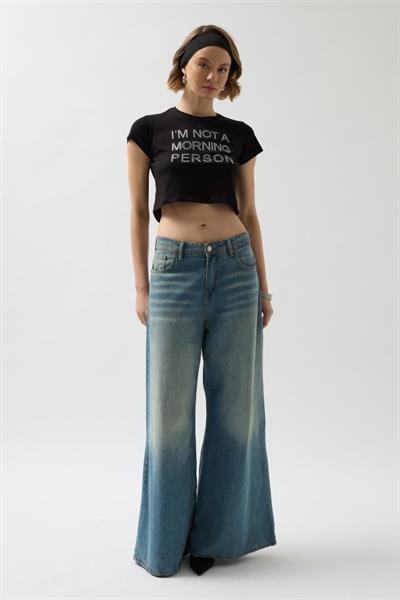 Taş Detay Crop T-Shirt