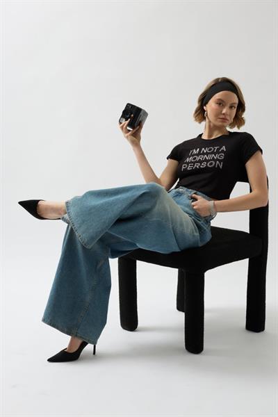 Taş Detay Crop T-Shirt