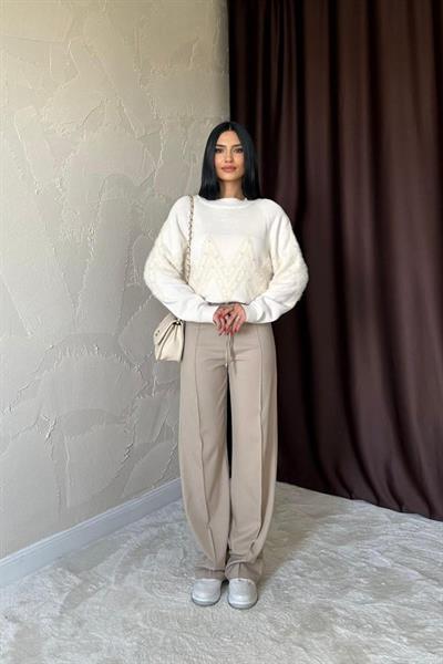 Taş Zikzak Boncuklu Triko Kazak