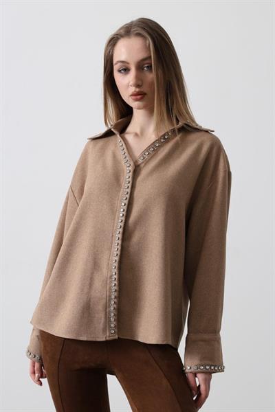 Taşlı Gömlek - Bej