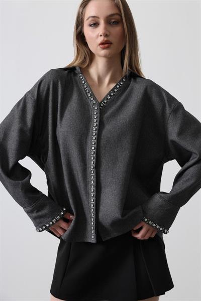 Taşlı Gömlek - Gri