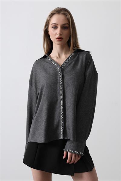 Taşlı Gömlek - Gri