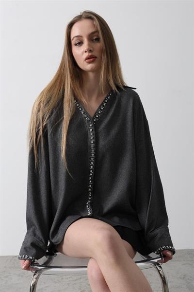 Taşlı Gömlek - Gri