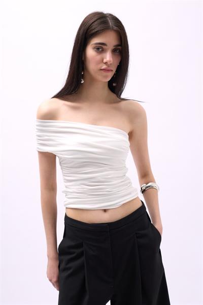 Tek Omuz Büzgülü Bluz