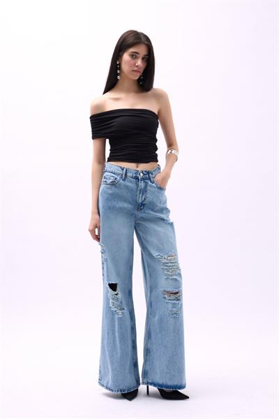 Tek Omuz Büzgülü Bluz