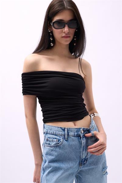 Tek Omuz Büzgülü Bluz