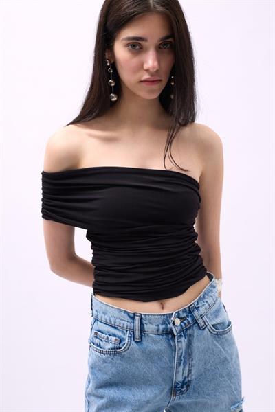 Tek Omuz Büzgülü Bluz