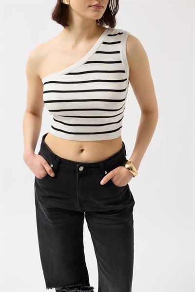 Tek Omuz Çizgili Crop