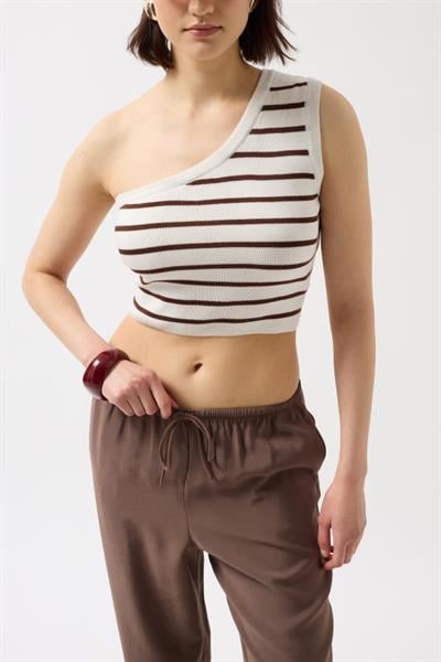 Tek Omuz Çizgili Crop
