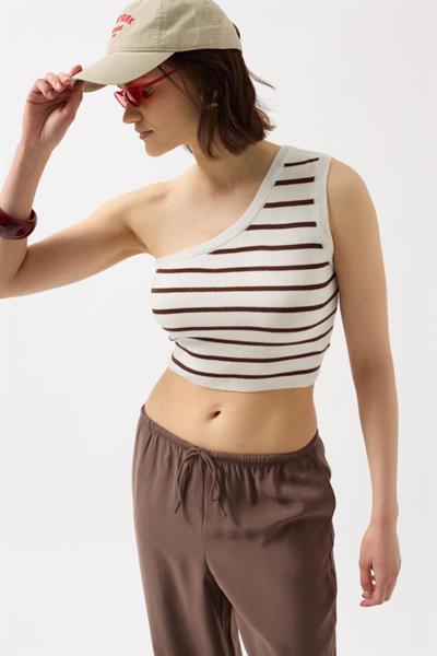 Tek Omuz Çizgili Crop