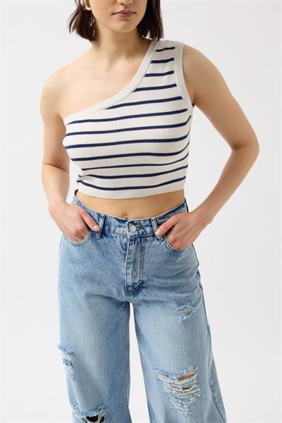 Tek Omuz Çizgili Crop