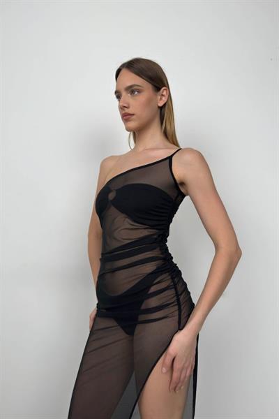 Tek Omuz Yırtmaç Detay Pareo