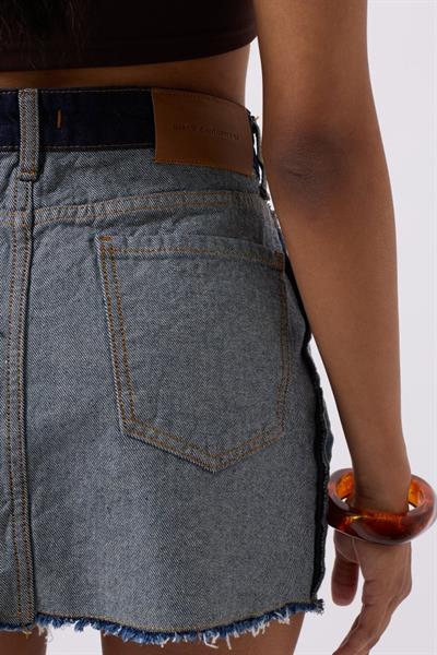 Ters Detay Denim Mini Etek