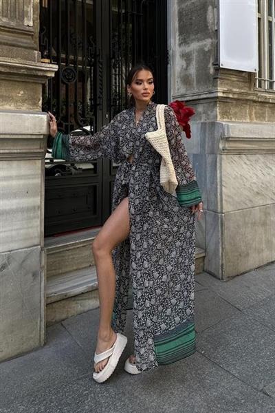 Thalia Desenli Şifon Kimono 5155-08