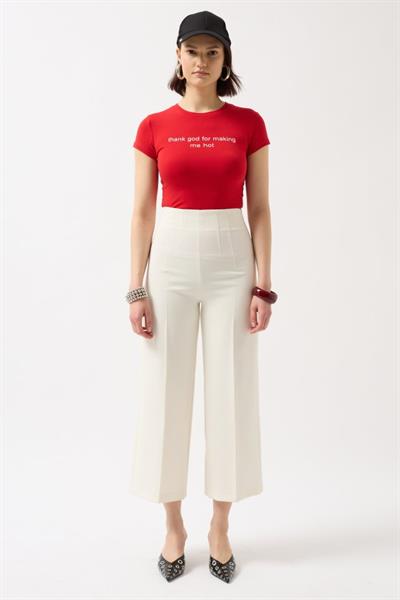 Thanks God Baskılı Likralı Crop T-Shirt