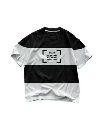Tişört Tasarla Çizgili - Beyaz-Siyah