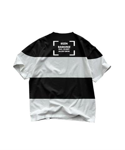 Tişört Tasarla Çizgili - Beyaz-Siyah