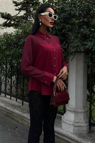 Transparan Detaylı Dökümlü Gömlek 3427