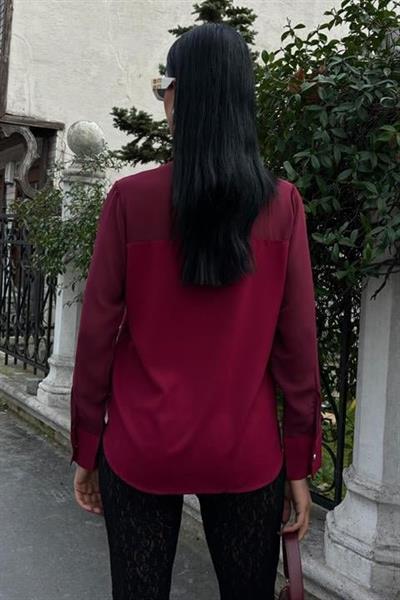 Transparan Detaylı Dökümlü Gömlek 3427