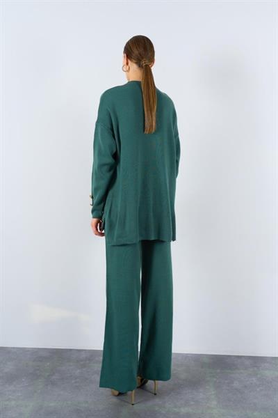 Triko Düğmeli Takım - Açık Haki