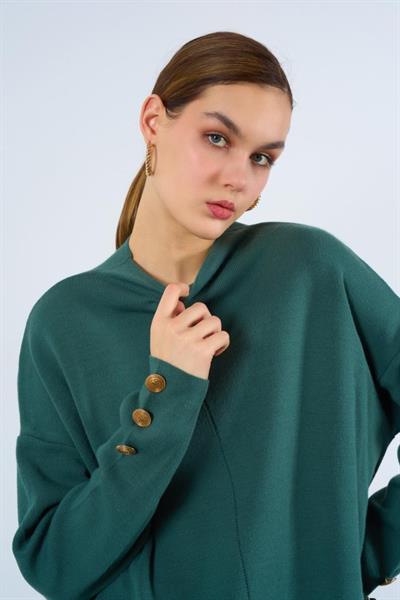 Triko Düğmeli Takım - Açık Haki